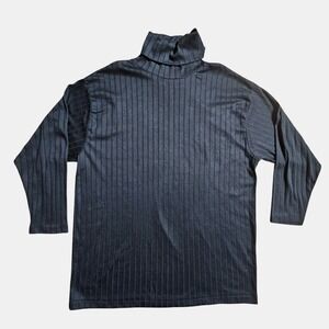 Vintage‎ Huntington Ridge 3/4 Sleeve Turtleneck Ribbed Top L Cotton Blend Basic